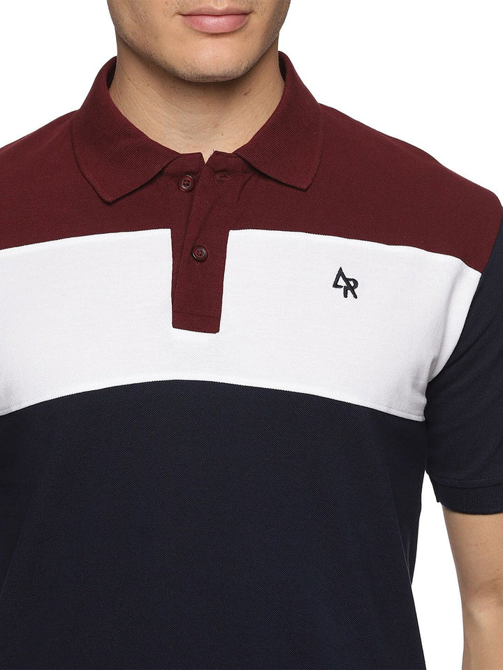 ADRO Colourblocked Cotton Polo Collar T-shirt