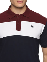 ADRO Colourblocked Cotton Polo Collar T-shirt