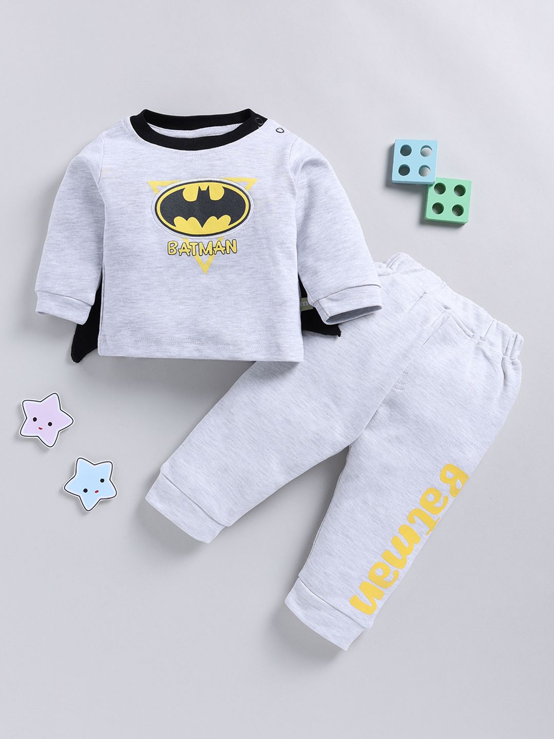 Moms Love Infant Boys Printed Pure Cotton Batman Clothing Set