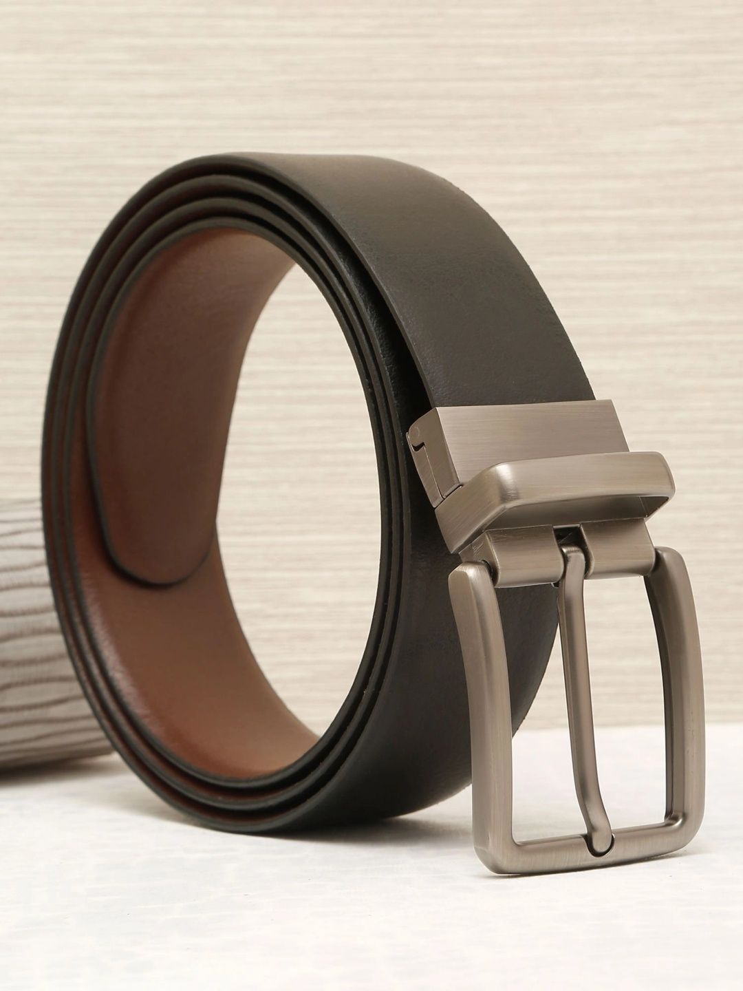 Teakwood Leathers Men Textured Leather Reversible Formal Belt