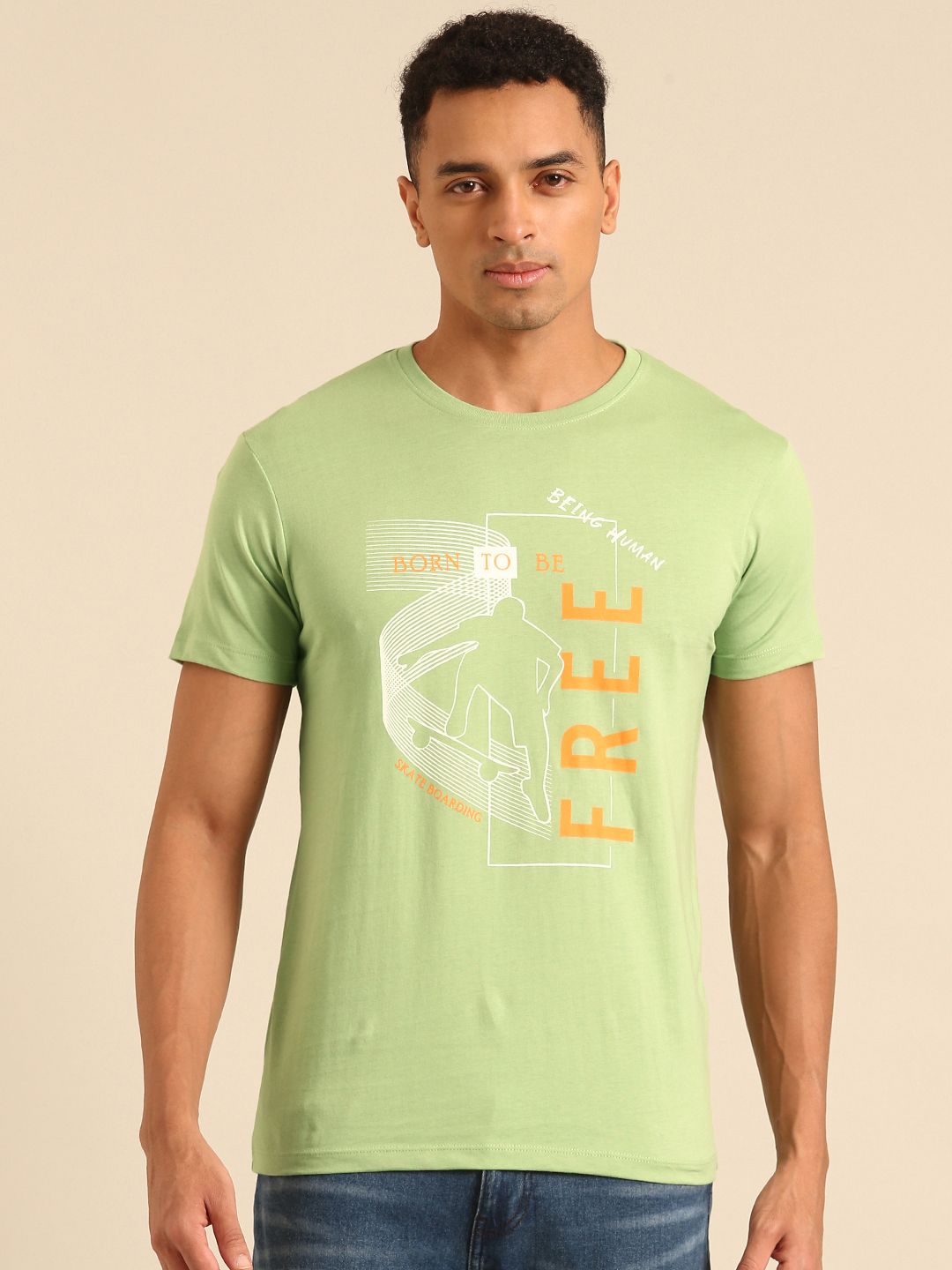Being Human Printed Pure Cotton T-shirt
