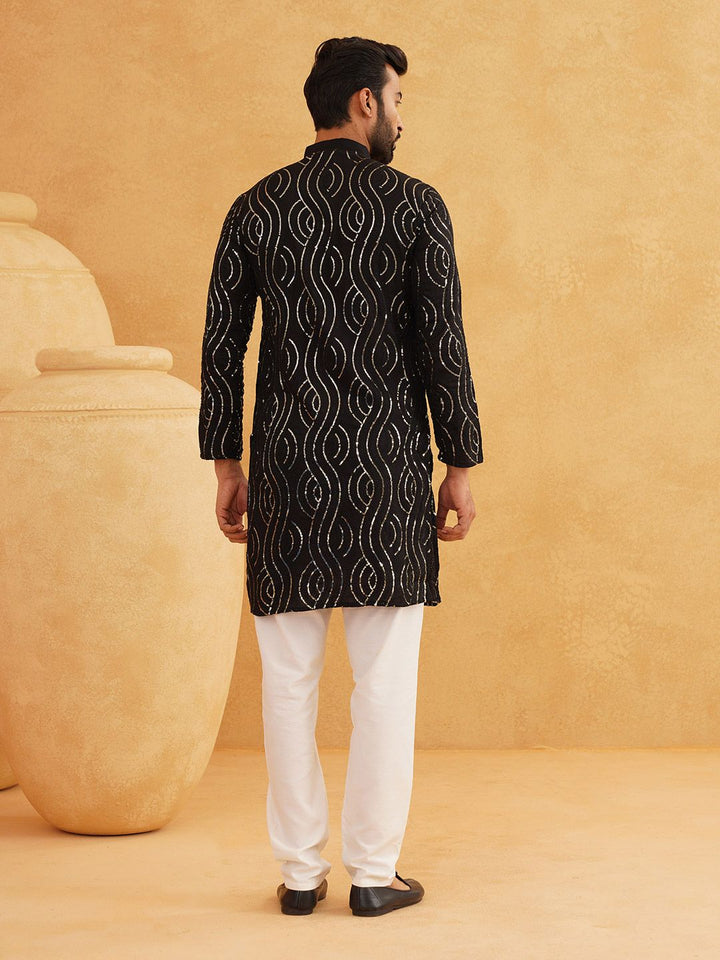 SOJANYA Quirky Embroidered Sequinned Pure Cotton Straight Kurta with Churidar
