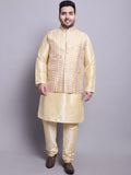 SOJANYA PLUS Plus Size Mandarin Collar Kurta With Pyjamas & Nehru Jacket