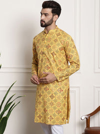 SOJANYA Ethnic Motifs Printed Band Collar Long Sleeves Straight Kurta