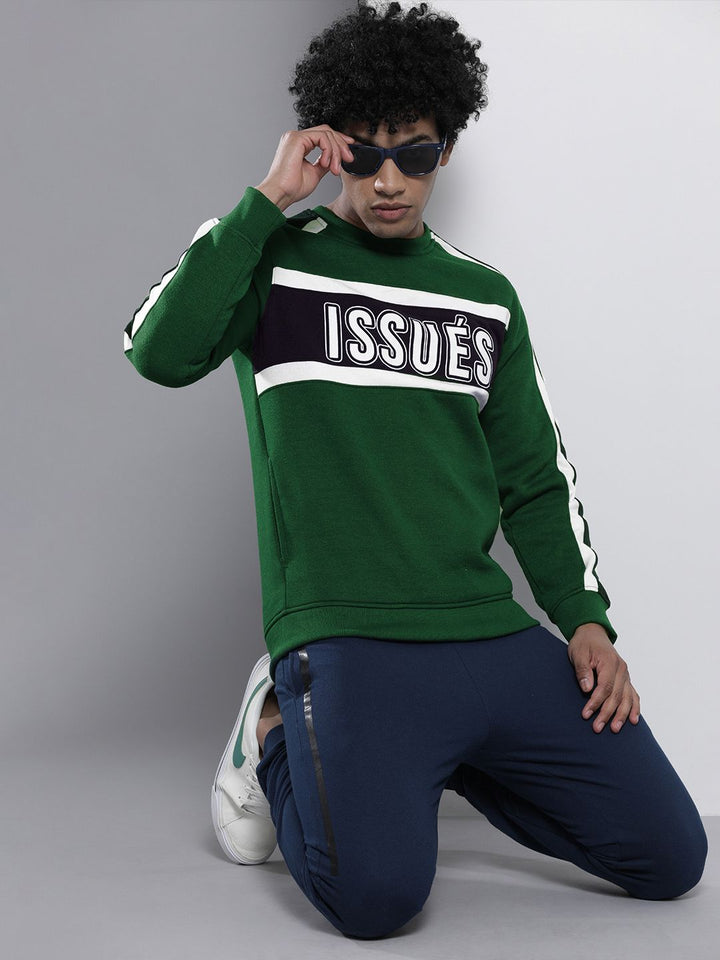 The Indian Garage Co Men Teal Colourblocked Sweatshirt