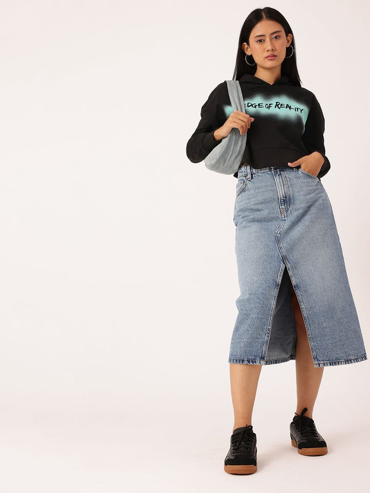 DressBerry Cotton Terry Relaxed Fit Crop Hooded Sweatshirts