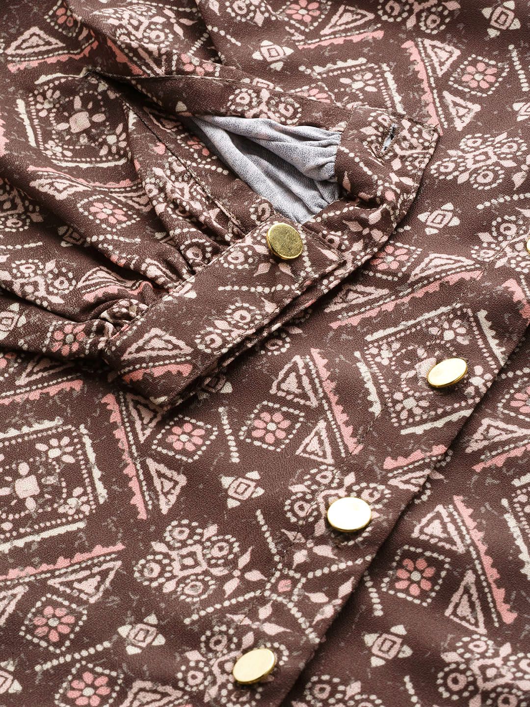 all about you Ethnic Printed Full Puff-Sleeves Casual Shirt