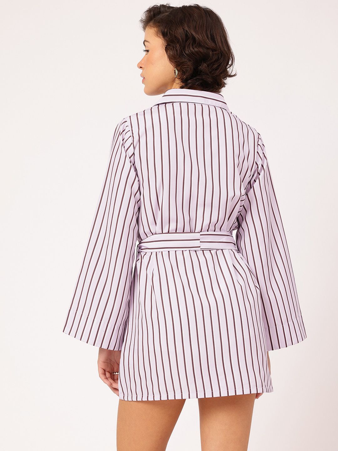 DressBerry Weekend to Work Striped Shirt-Style Sheath Mini Dress