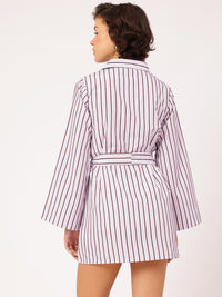 DressBerry Weekend to Work Striped Shirt-Style Sheath Mini Dress