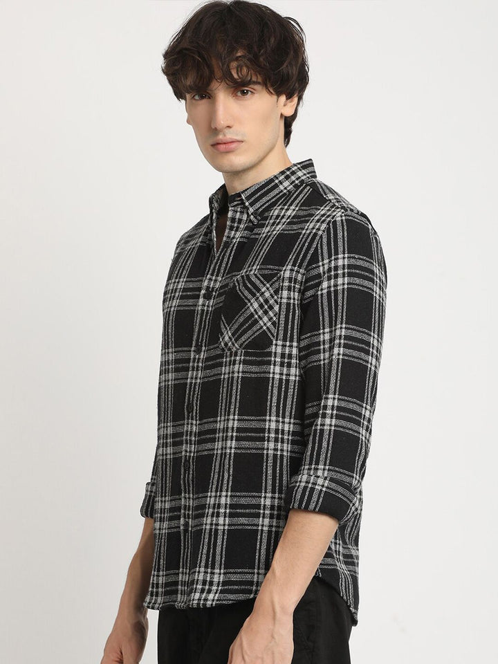 THE BEAR HOUSE Men's Checkered Slim Fit Casual Shit