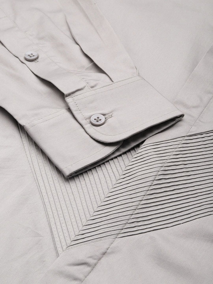 House of Pataudi Pure Cotton Pleated Party Shirt
