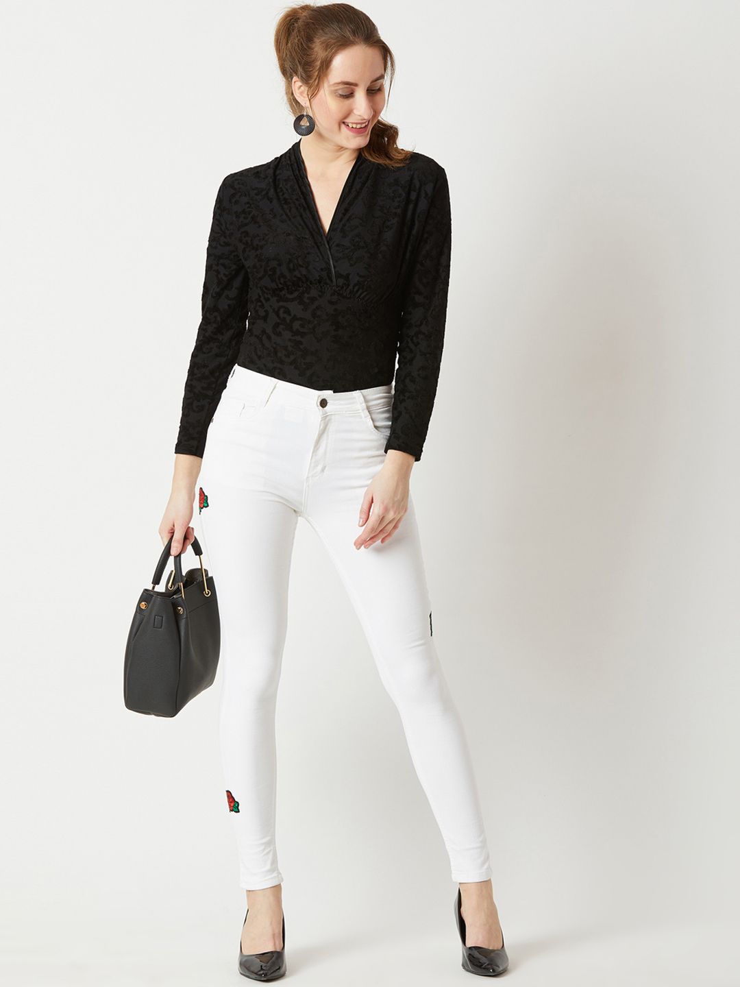 Miss Chase Women White Skinny Fit Mid-Rise Clean Look Jeans