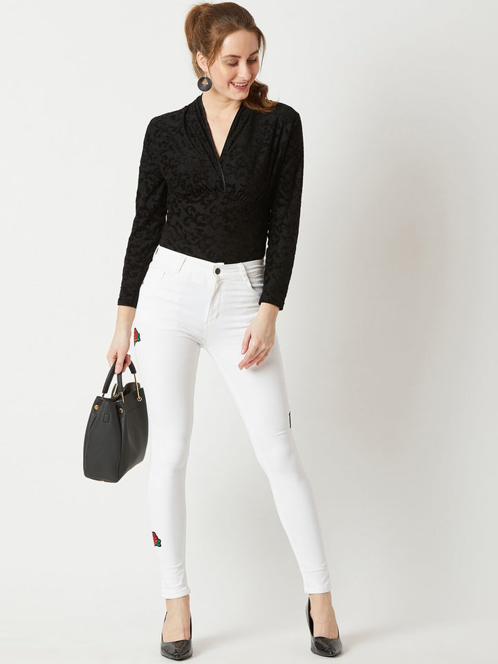 Miss Chase Women White Skinny Fit Mid-Rise Clean Look Jeans