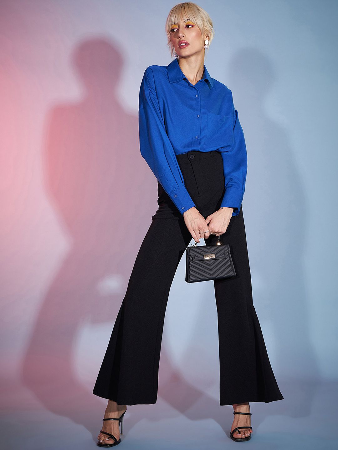 SASSAFRAS Women Black Flared High-RiseTrousers
