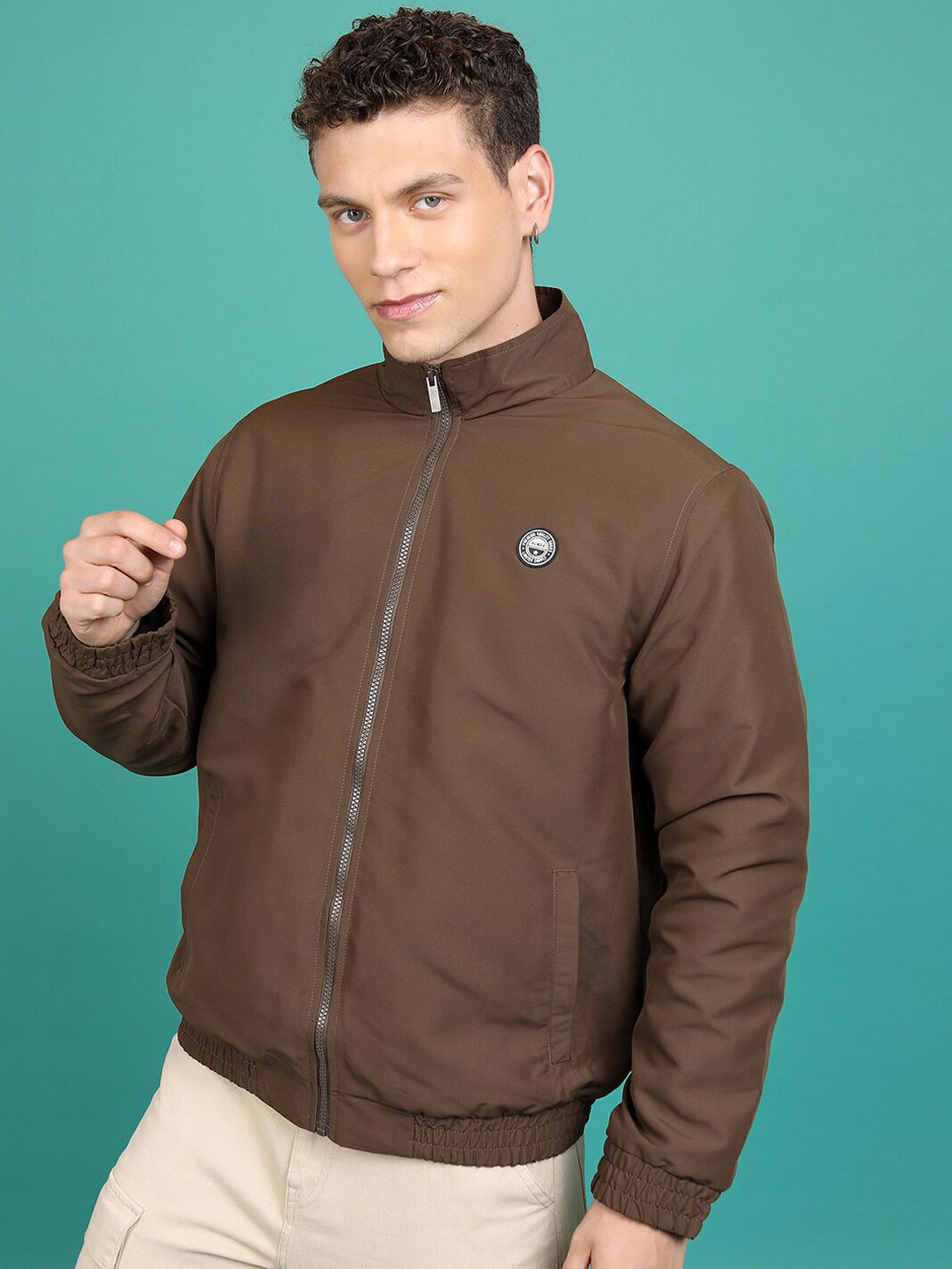 HIGHLANDER Mock Collar Long Sleeves Bomber Jacket