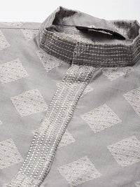 SOJANYA Ethnic Motifs Kantha Work Pastel Silk Cotton Kurta