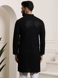 SOJANYA Lelaki Black Thread Work Kurta