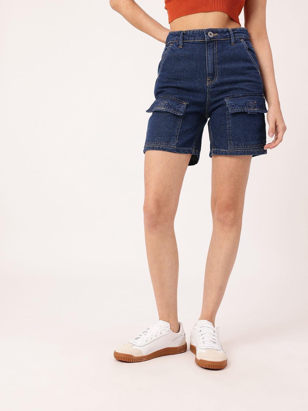 DressBerry Women Urban Classic Bermuda Fit Denim Cargo Shorts