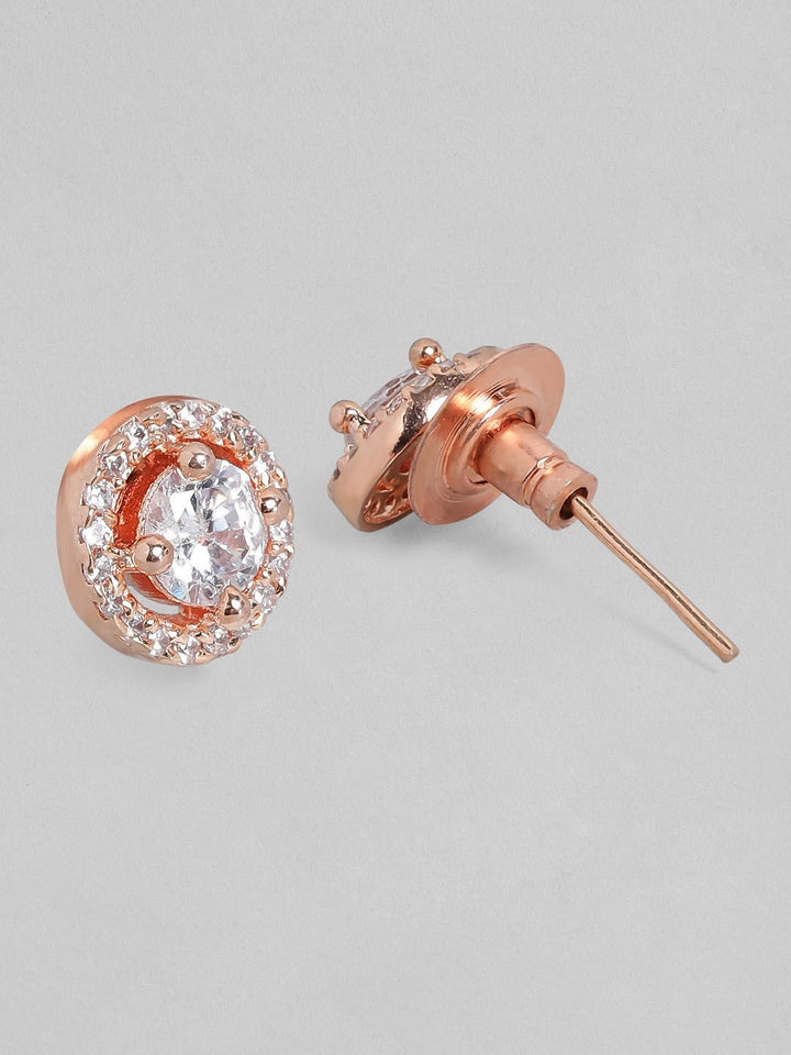 Rubans 18k Rose Gold-Plated Zirconia Zirconia Studded Mangalsutra Set dengan Manik Hitam