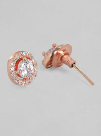 Rubans 18k Rose Gold-Plated Zirconia Zirconia Studded Mangalsutra Set dengan Manik Hitam