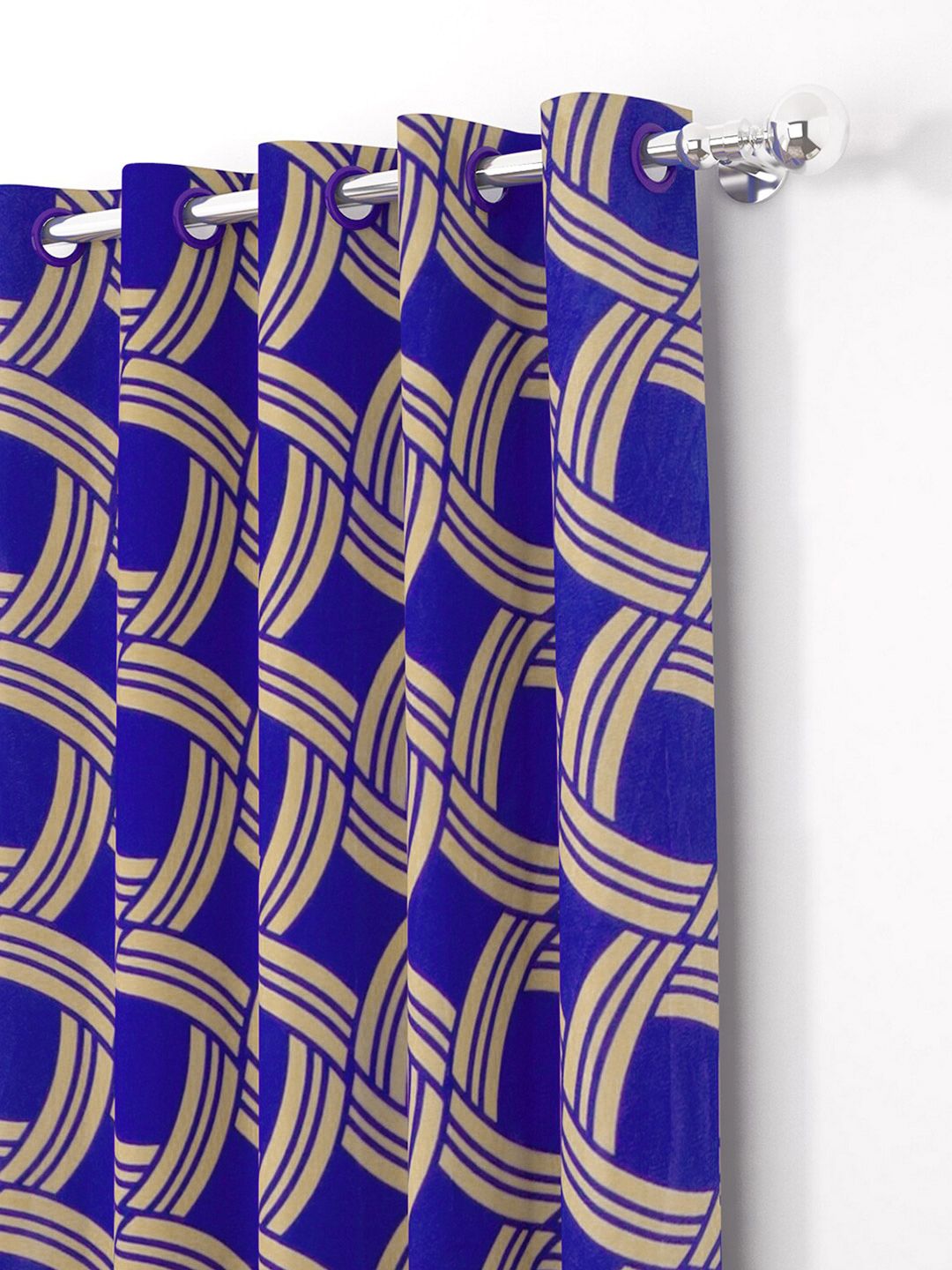 Story@home Nature Blue & Brown 2 Pieces Geometric Printed Window Curtains