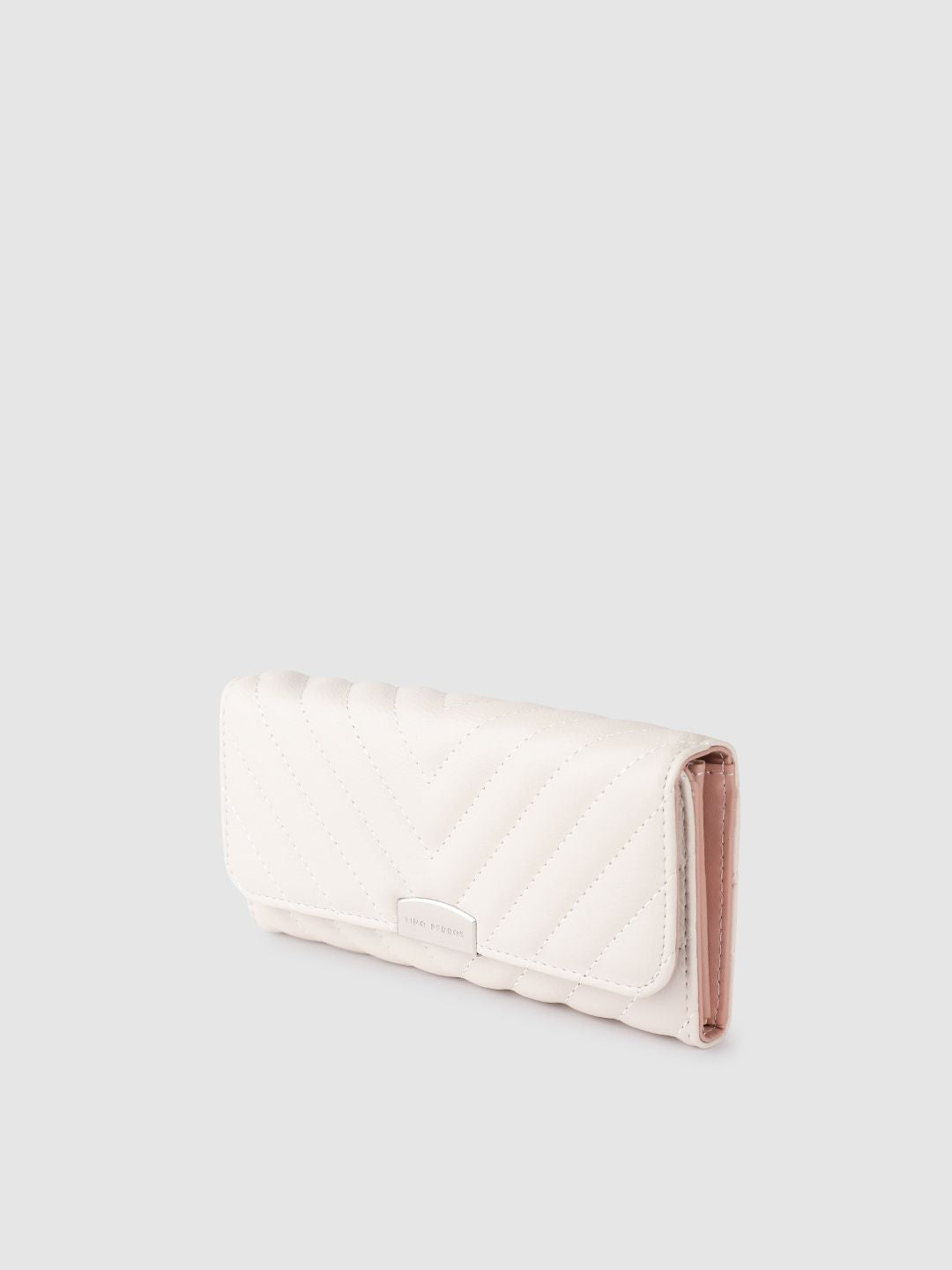 Lino Perros Women Geometric Textured Envelope Wallet with Quilted Detail