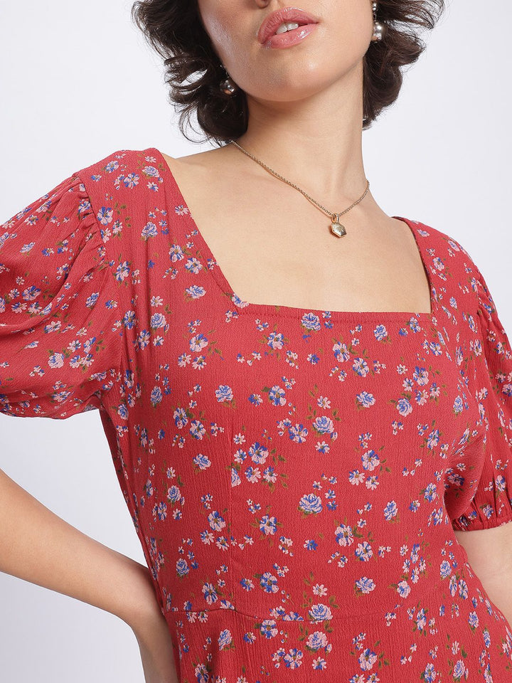 DressBerry Floral Fantasy Cut Out Detail Midi Dress