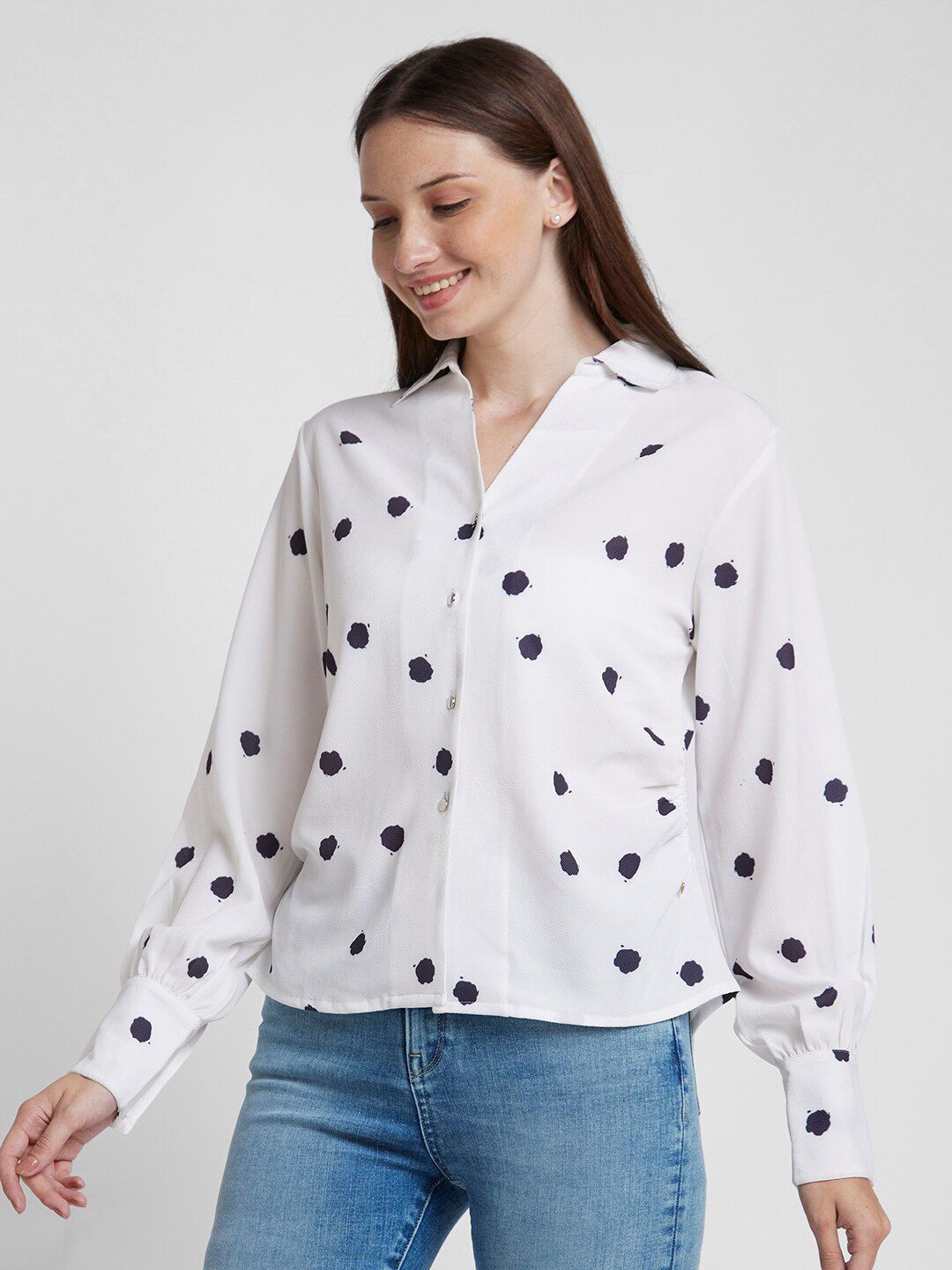 SPYKAR Classic Abstract Printed Spread Collar Opaque Cotton Casual Shirt