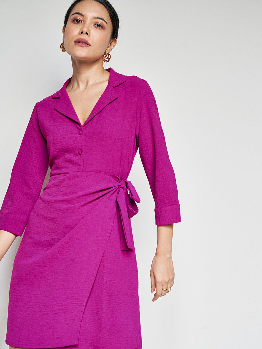 AND Wrap Shirt Collar Dress
