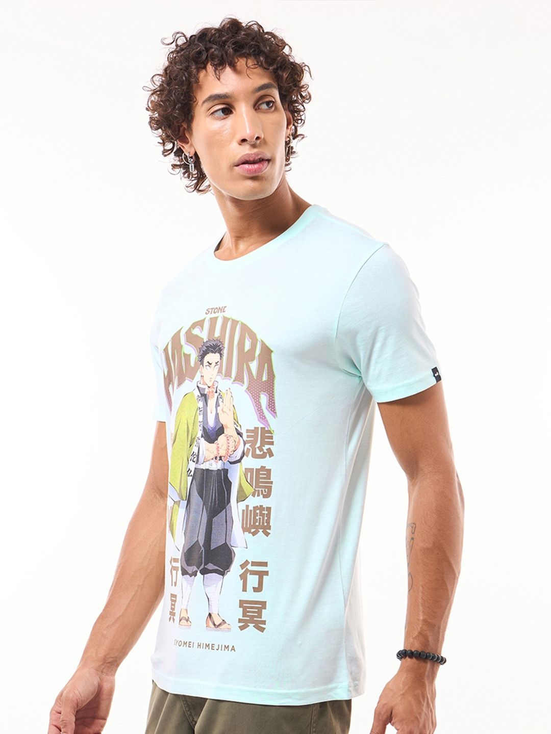Bewakoof Official Demon Slayer Pure Cotton Stone Hashira Graphic Printed T-shirt