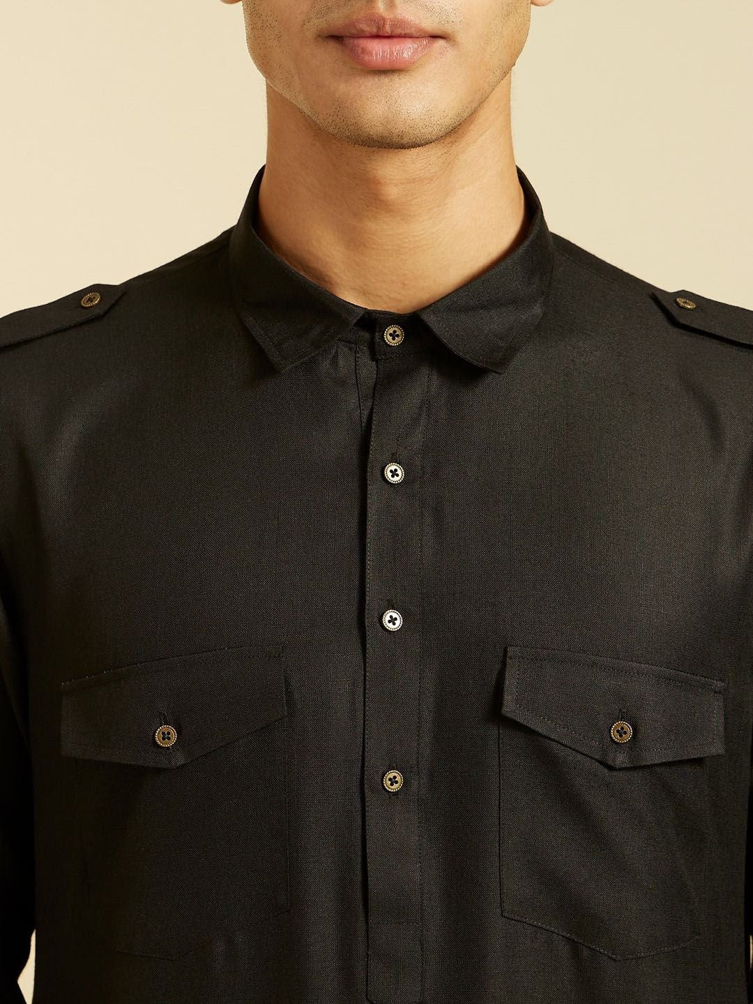 Diwas by Manyavar Shirt Collar Cuffed Sleeves Pathani Kurta