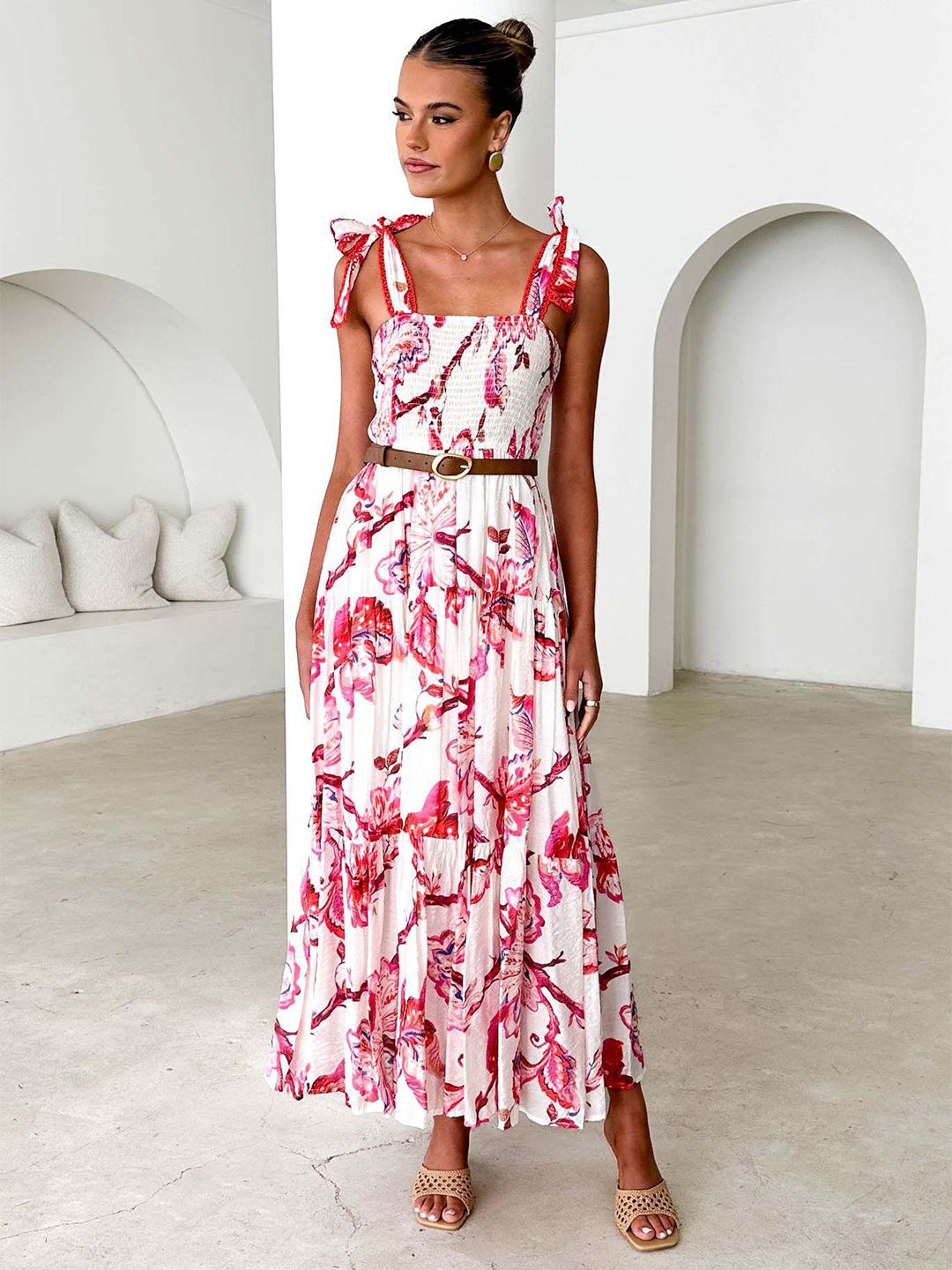 all about you Floral Printed Fit and Flare Maxi Dress