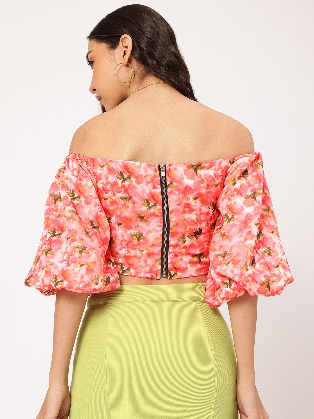 DressBerry Floral Finesse Printed Bardot Top