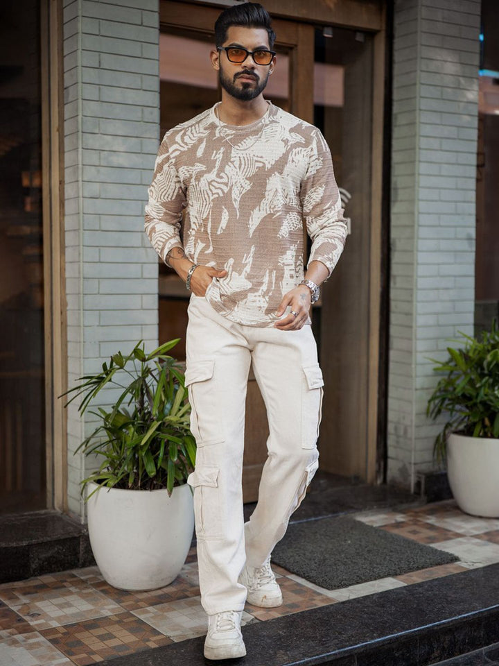 Powerlook Men Abstract Printed Round Neck T-shirt