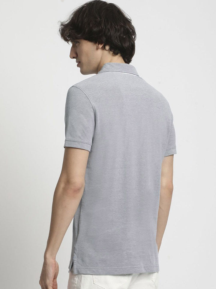 THE BEAR HOUSE Men Solid Polo Collar Regular Fit Pure Cotton T-shirt