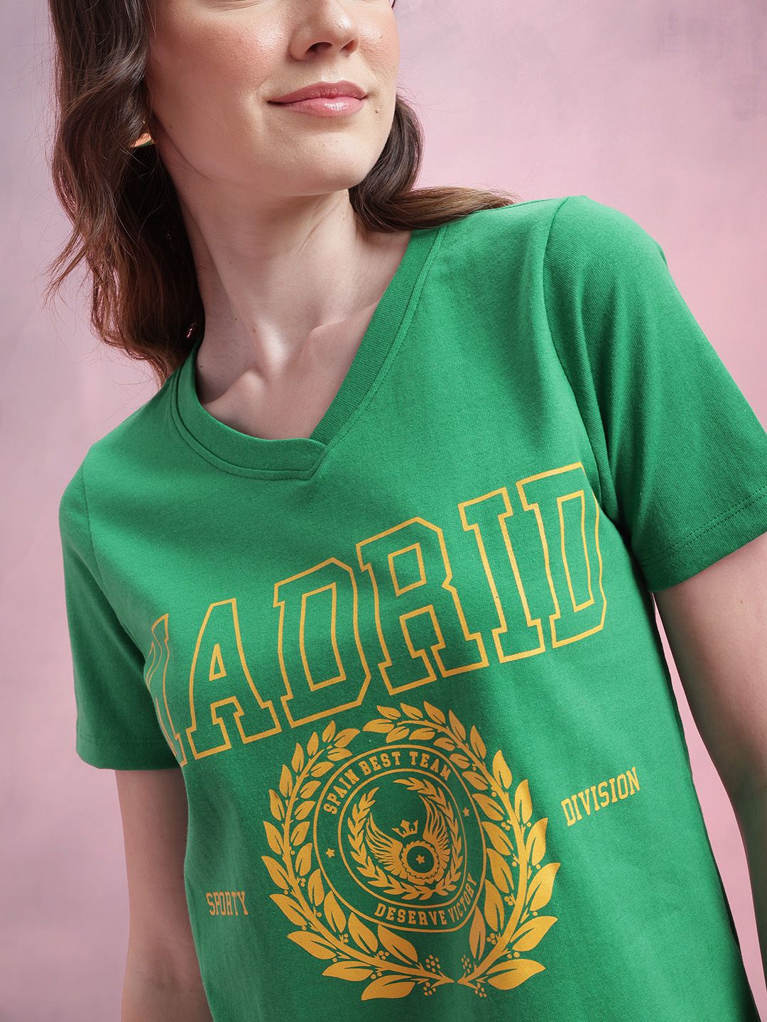DressBerry Varsity Print V-Neck T-shirt