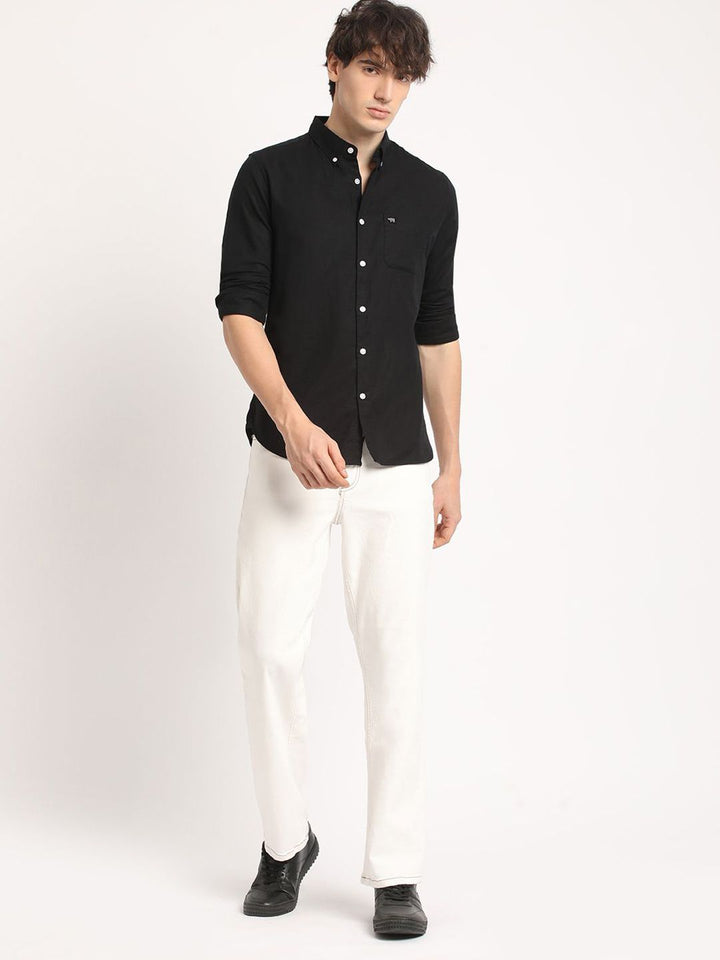 THE BEAR HOUSE Pure Cotton Solid Slim Fit Casual Shirt