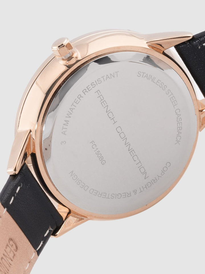 Sambungan Perancis Wanita Hitam Analog Watch FC149b