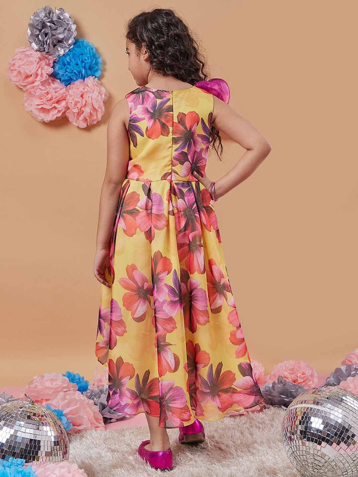 pspeaches Girls Floral Printed Fit and Flare Midi Dress