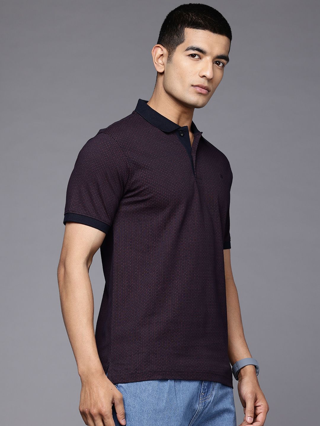 Raymond Slim Modern Fit Printed Polo Collar Pure Cotton T-shirt