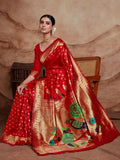 KALINI Ethnic Motifs Silk Blend Woven Paithani Saree with Blouse Piece