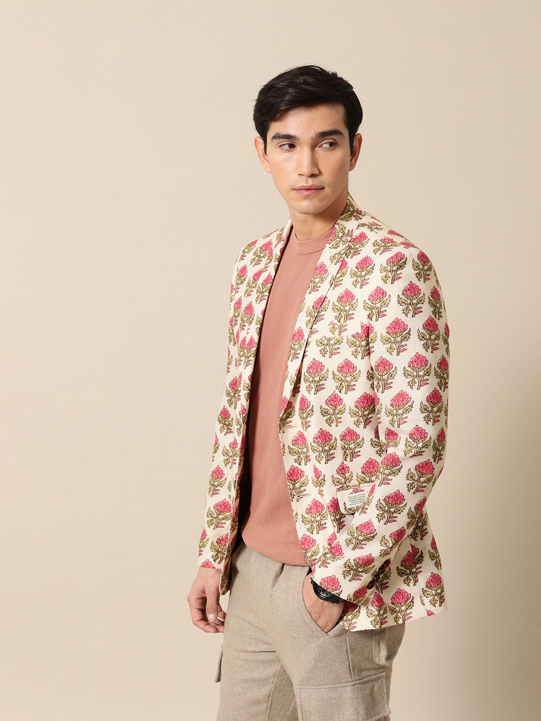 Mr. Bowerbird Tailored-Fit Floral Printed Single Breasted Casual Blazer