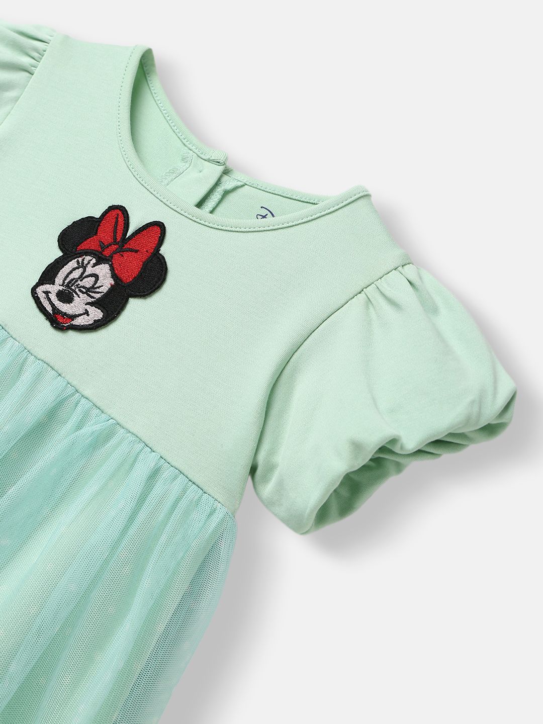 NautiNati Disney Infants Party Dress with Minnie Mouse Embroidered Puff Sleeve