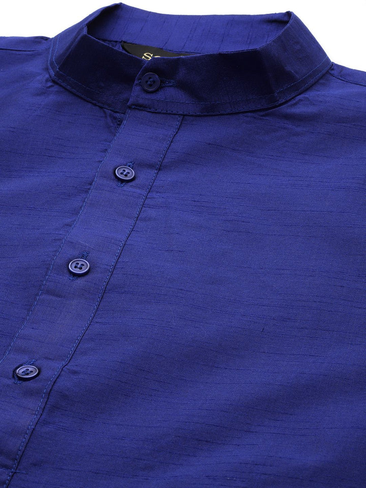 SOJANYA Men Blue Ethnic Motifs Embroidered Thread Work Kurta with Churidar