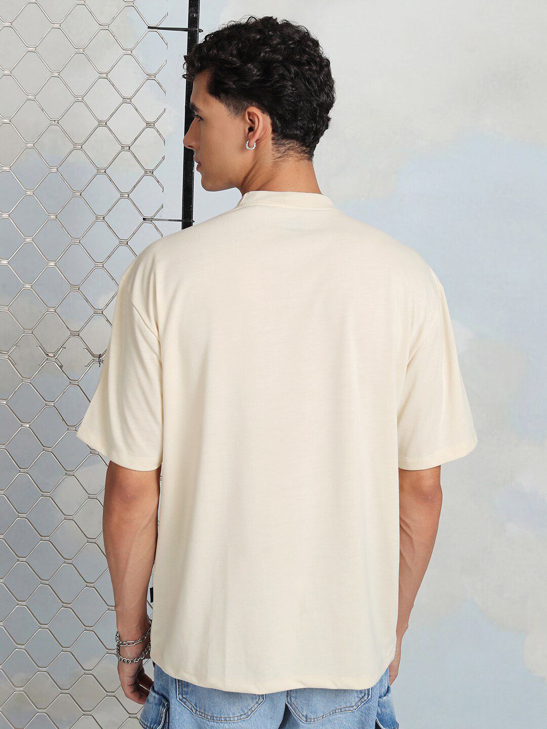 HIGHLANDER Printed Round Neck Oversized Cotton T-shirt