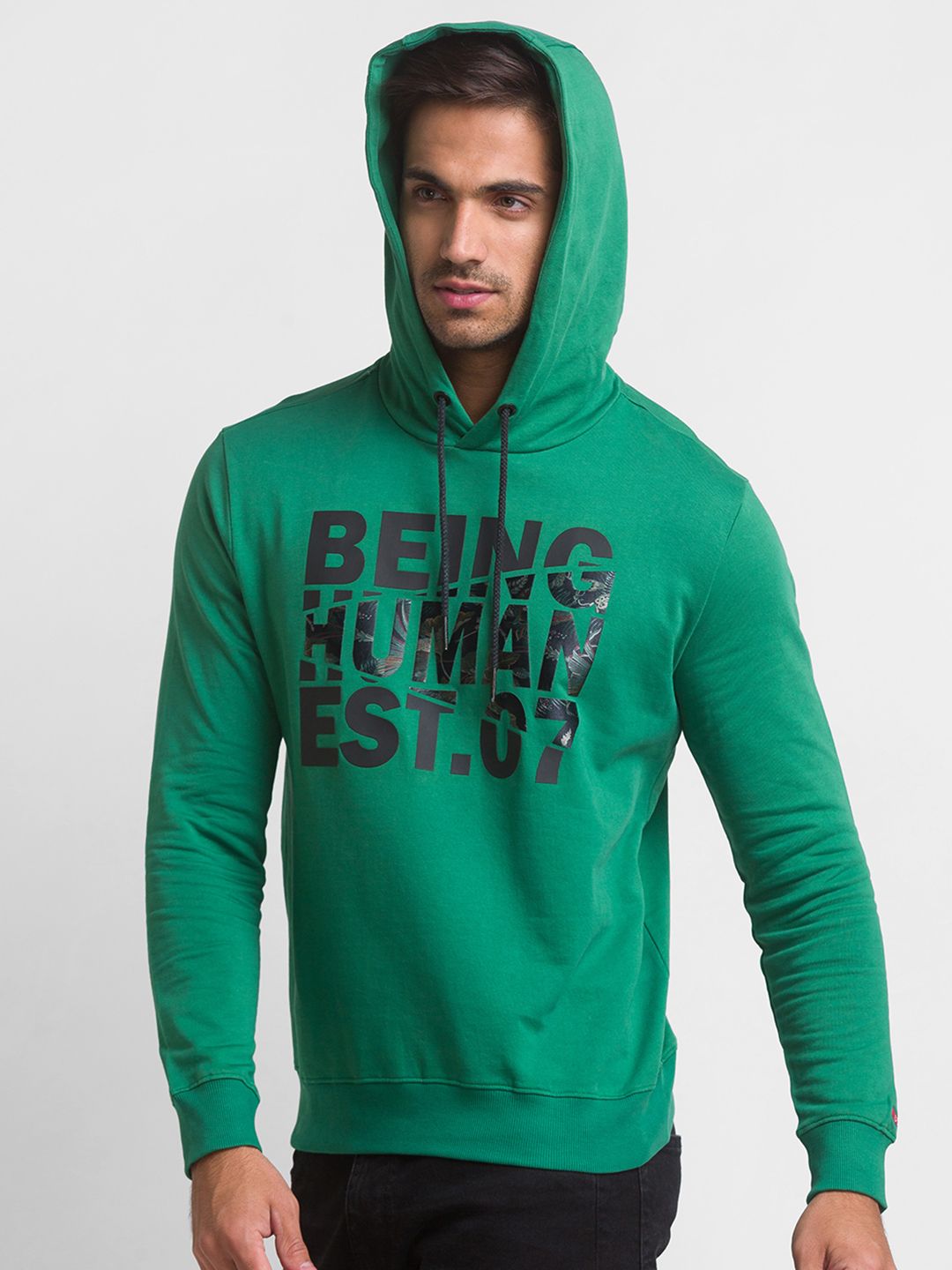 Being Human Men Green Printed Sweatshirt