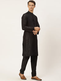 SOJANYA Men Black & Yellow Kurta with Churidar