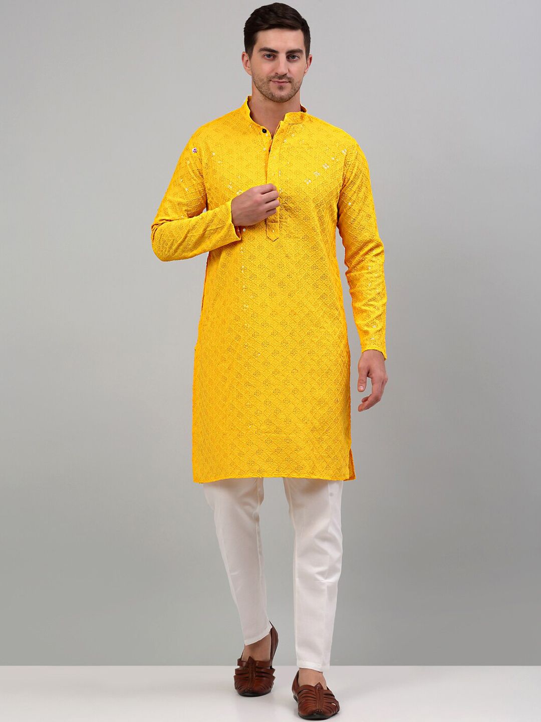 Jompers Chikankari Embroidered Sequinned Kurta