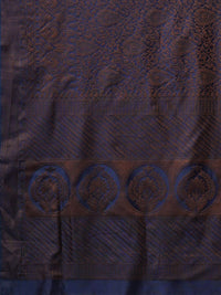Saree mall Navy Blue & Gold-Toned Woven Design Zari Silk Blend Banarasi Sarees