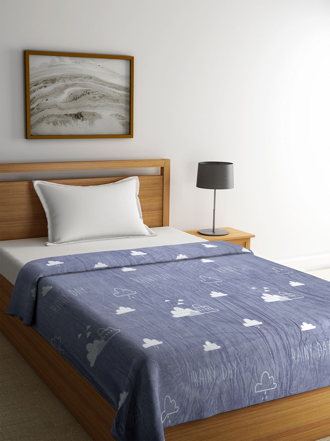 Cortina Grey Geometric AC Room 250 GSM Single Bed Blanket